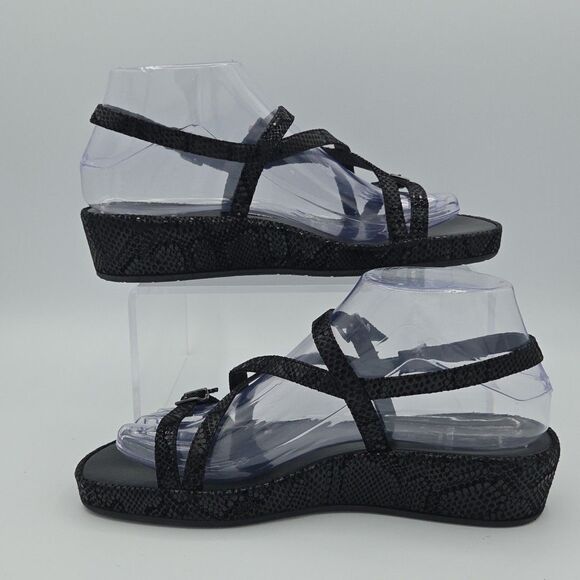 thierry rabotin Strappy Black Sandals US Sz 6.5 EU Sz 36.5 Leather Buckle Close - Picture 2 of 9